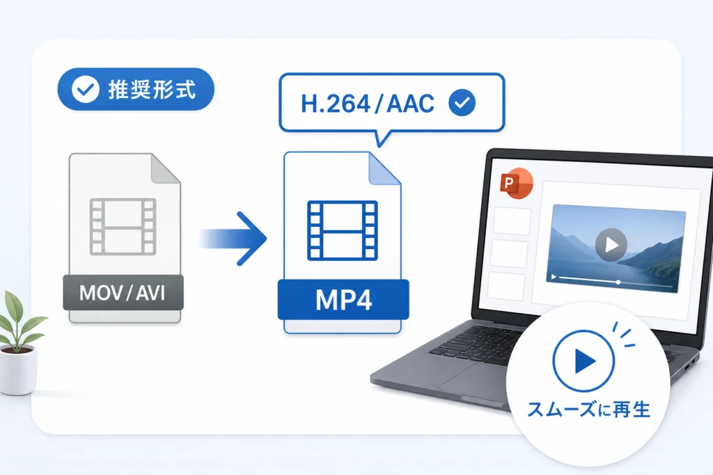 動画形式を確認し、H.264・AACのMP4で書き出す
