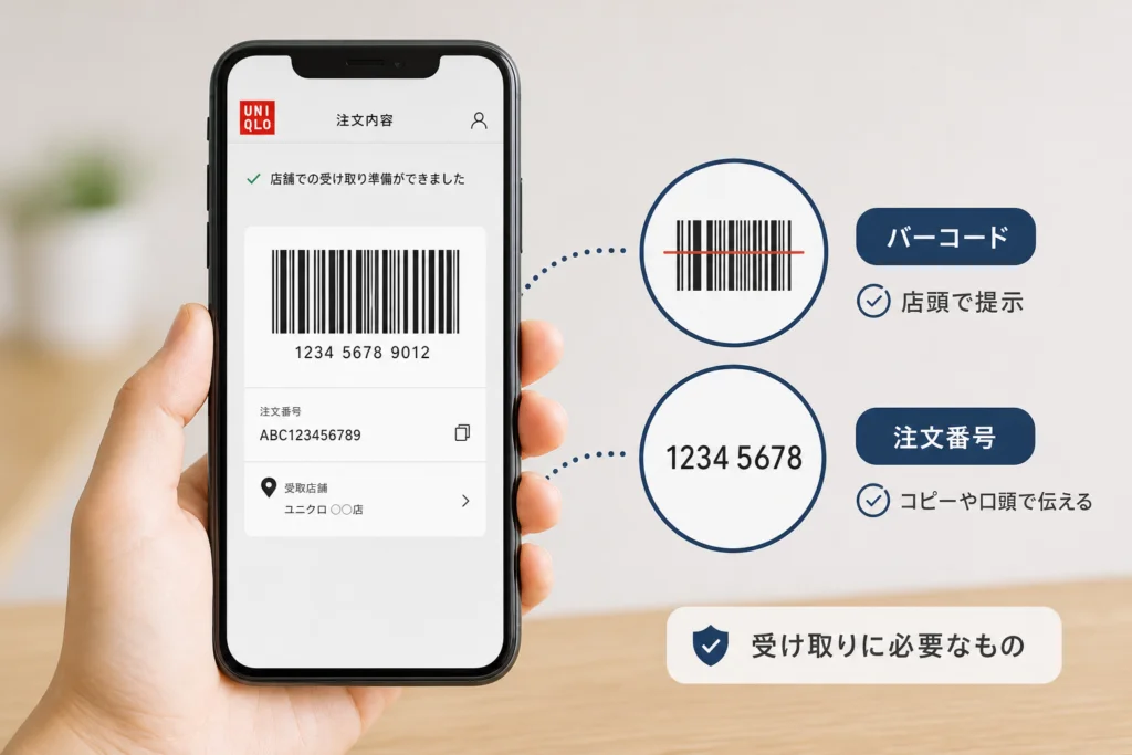 受け取りに必要なもの|バーコード・注文番号の確認方法