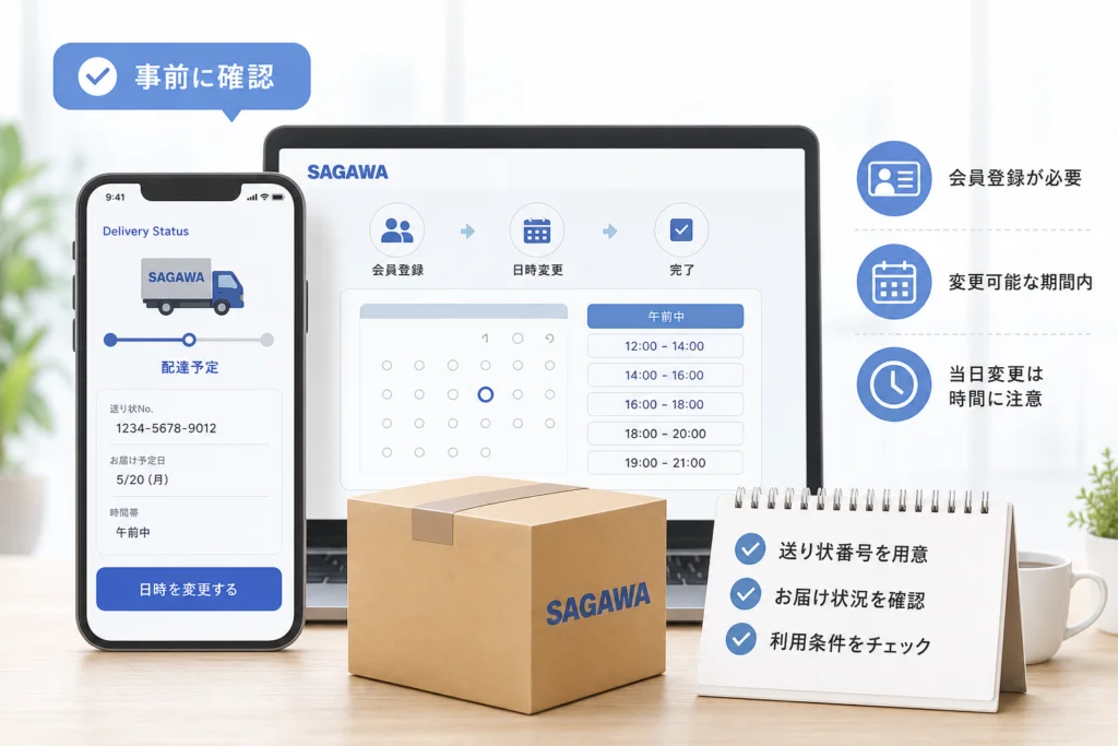 受取日時の変更前に用意する情報と利用条件