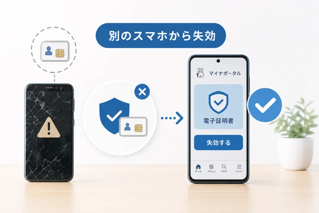 旧端末がない・故障した場合：別のスマホから失効する
