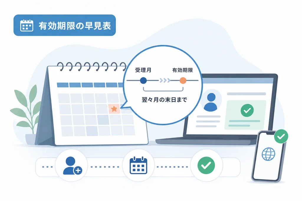 有効期限の計算方法と受理月別の早見表