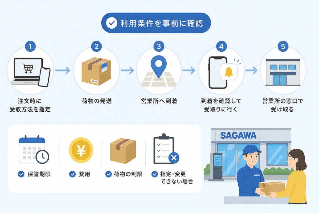 注文前に確認する営業所受取の利用条件