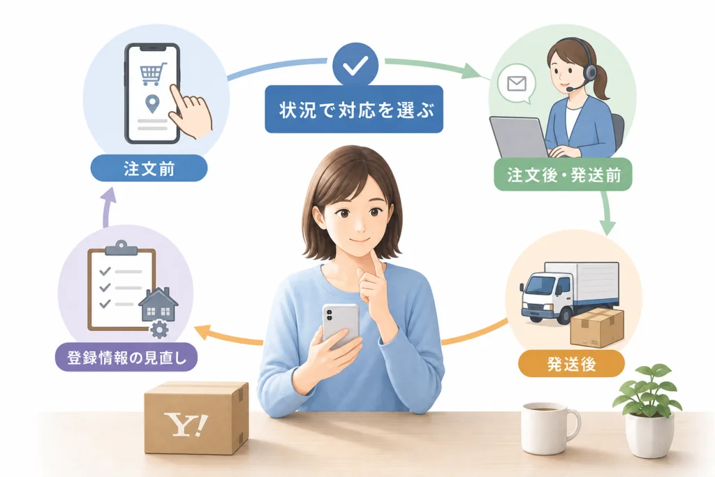 注文前に配送先を変更する方法