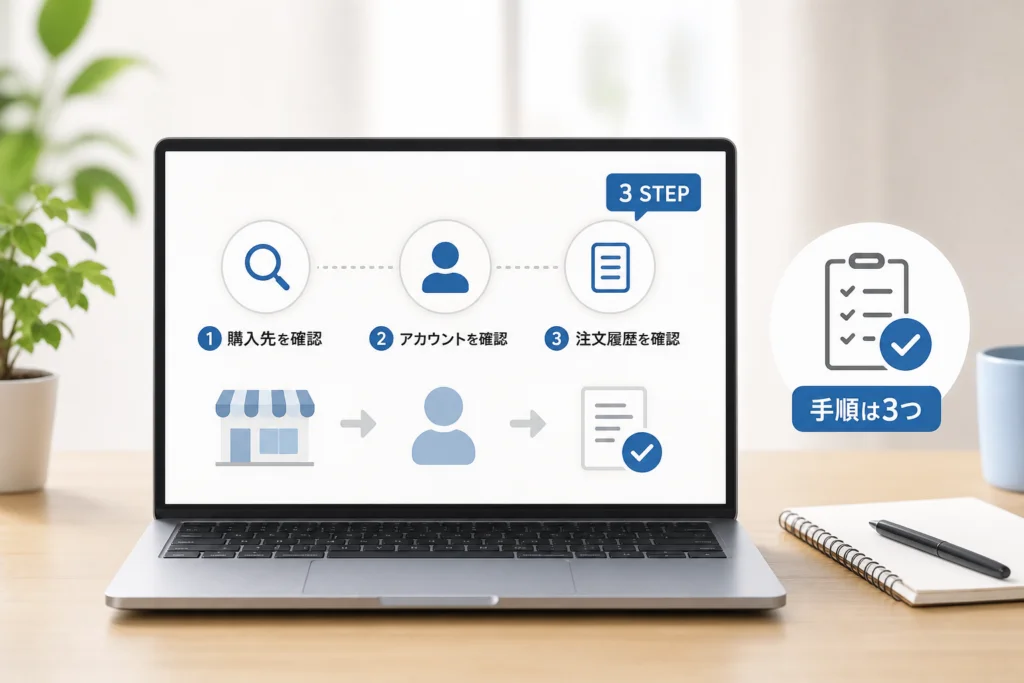 注文履歴に購入商品が表示されない場合の確認手順