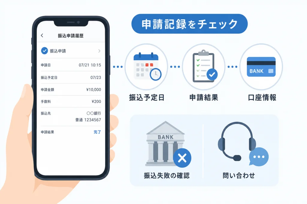 申請記録と通知で確認する項目