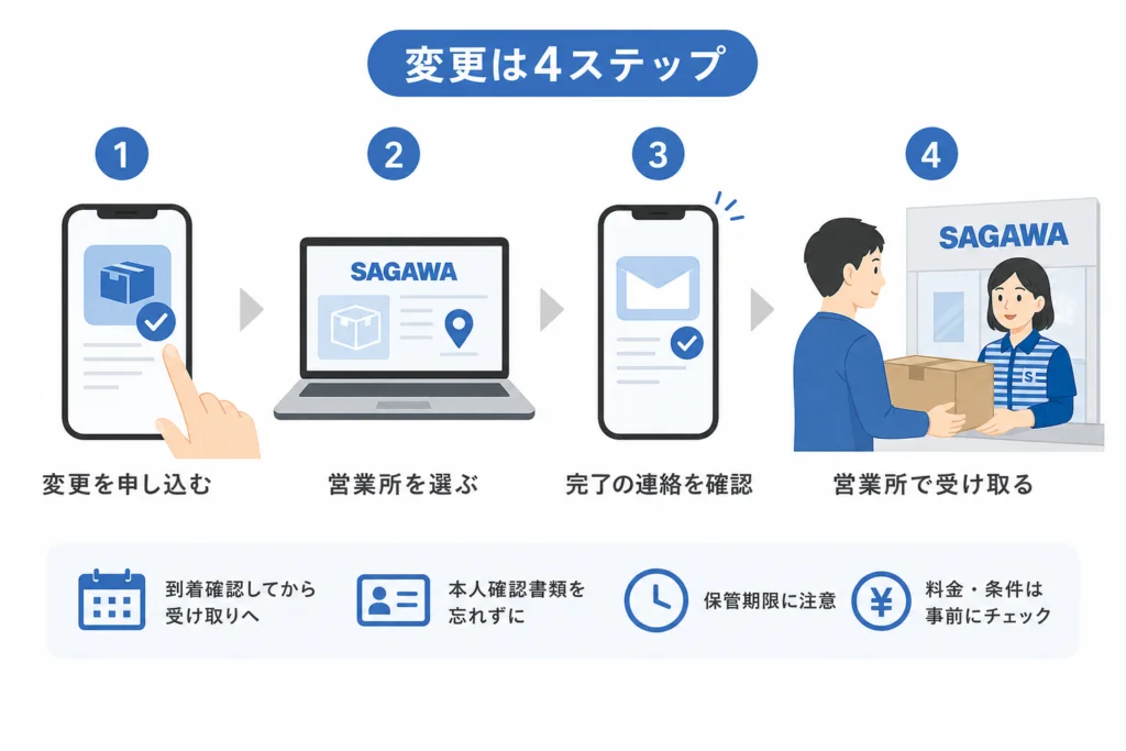 発送後に営業所受取へ変更する手順