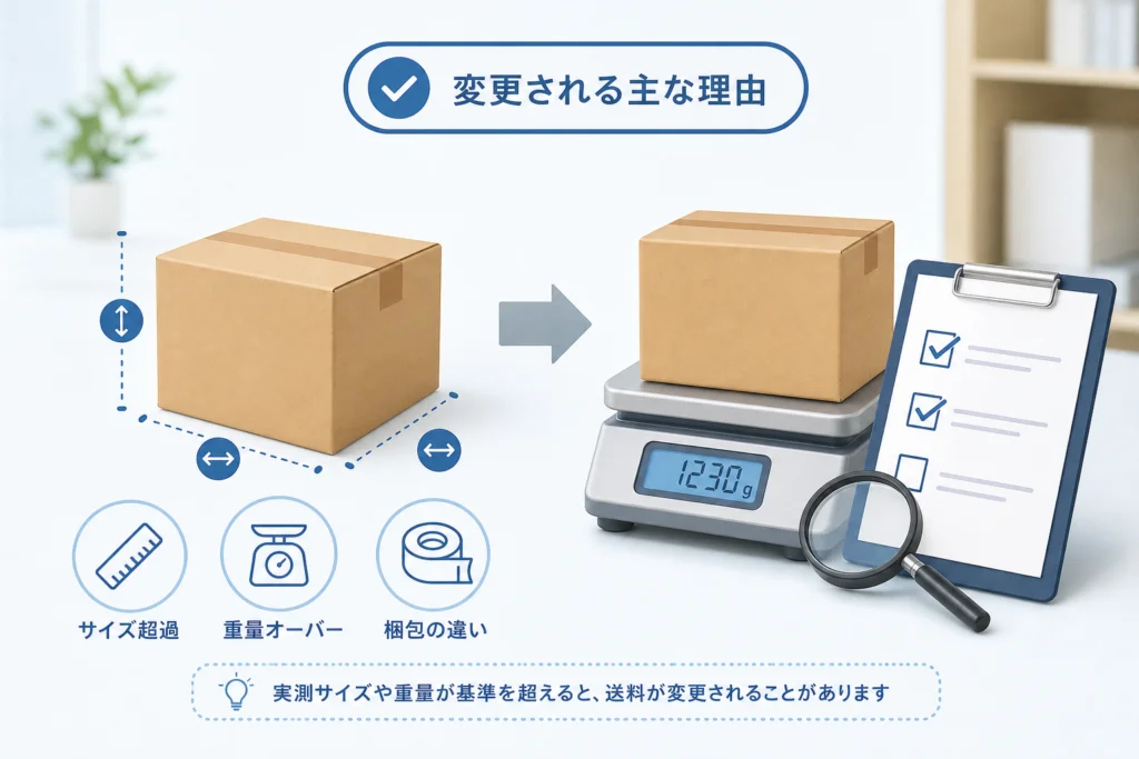 発送後に送料やサイズが変更される理由