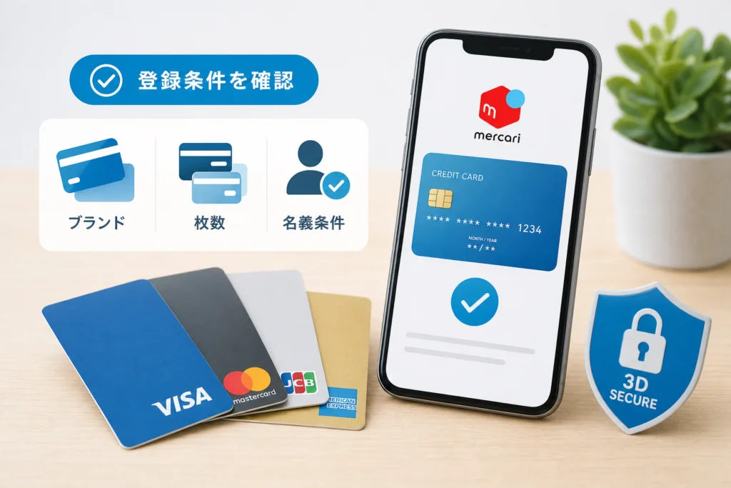登録できるクレジットカードのブランド・枚数・名義条件