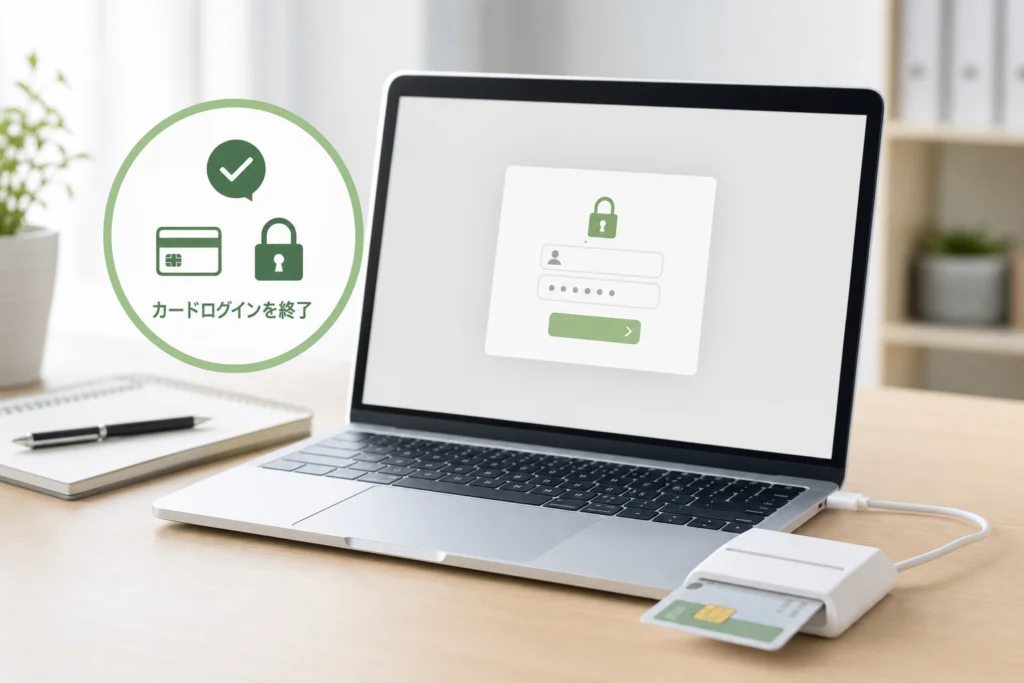 登録ボタンが出ないなら、カードログインを終了する