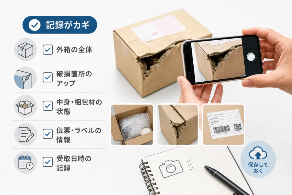 破損状況を伝える写真と記録のチェックリスト