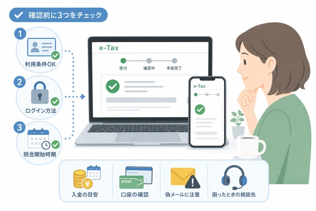 確認前にチェックする利用条件と照会開始時期