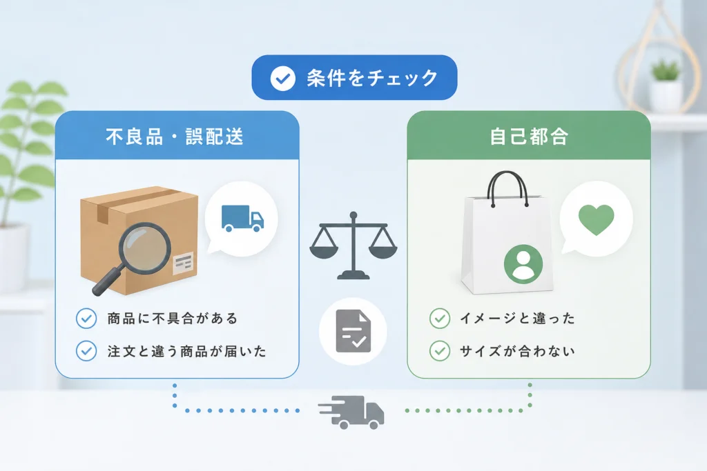 返品できる条件は？不良品・誤配送と自己都合を分けて確認
