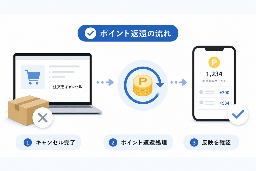 通常ポイントはいつ戻る?キャンセル処理と確認方法