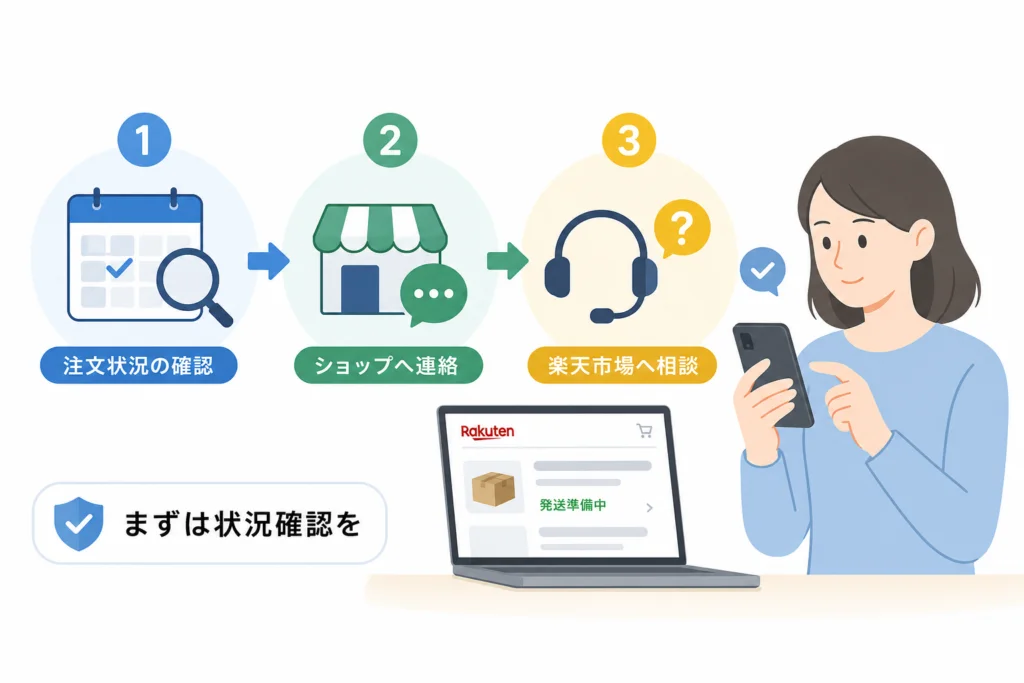 連絡する前に楽天市場の発送予定・注文状況を確認する