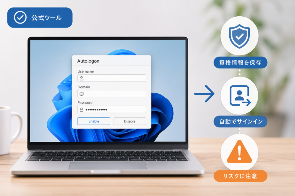 Microsoft公式ツールAutologonで設定する方法と限界